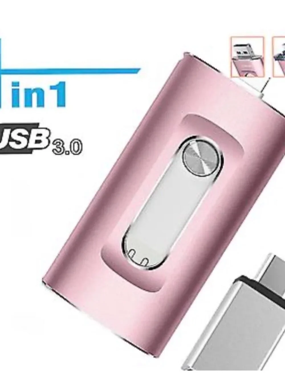 128GB Pink 3‑in‑1 Flash Drive – iPhone, Android & Windows Compatible